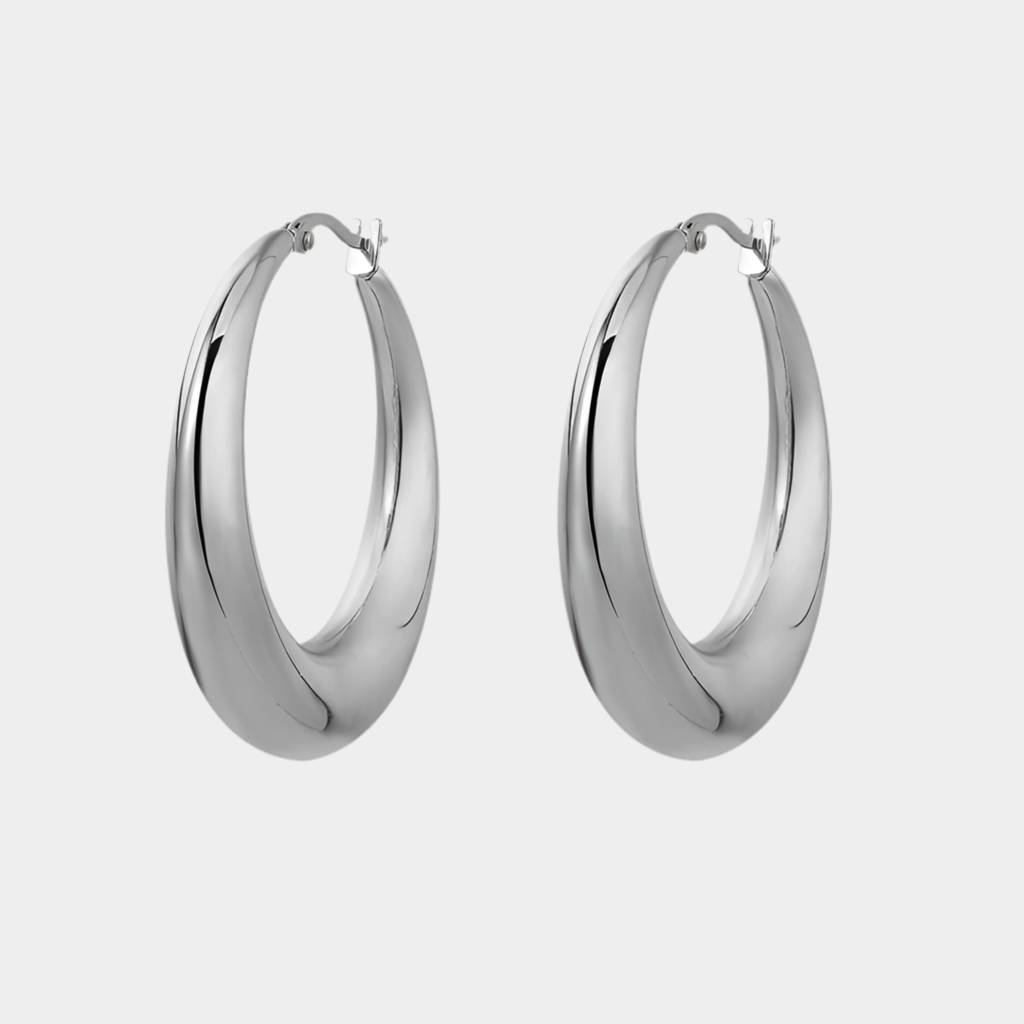 Hebe vintage basic hoop earrings , Silver.