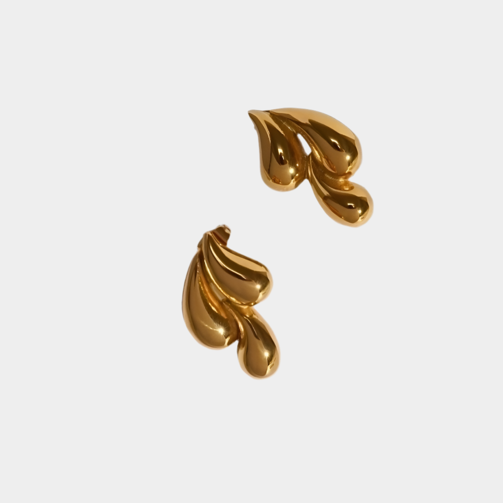 Naiad water droplet earrings, 18k gold plated.