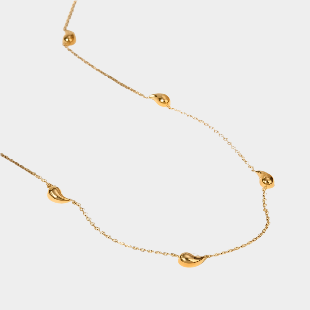 Minimalist water droplet necklace, 18k gold plated.