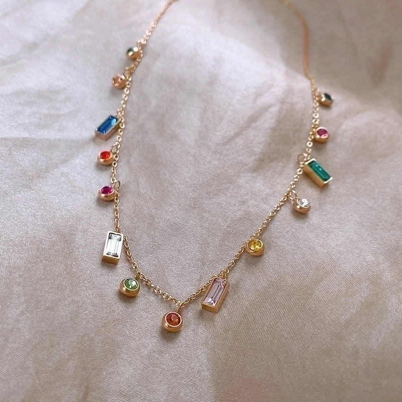 Lazuli multi gem rhinestone necklace.