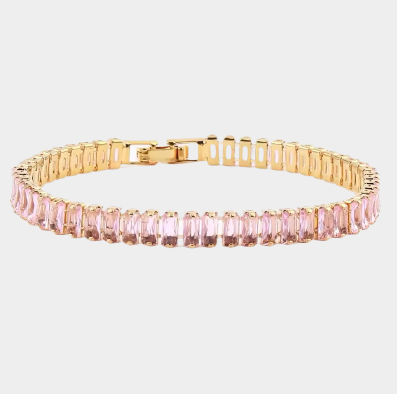 Rhoda powder pink, 18k gold plated zircon bracelet.