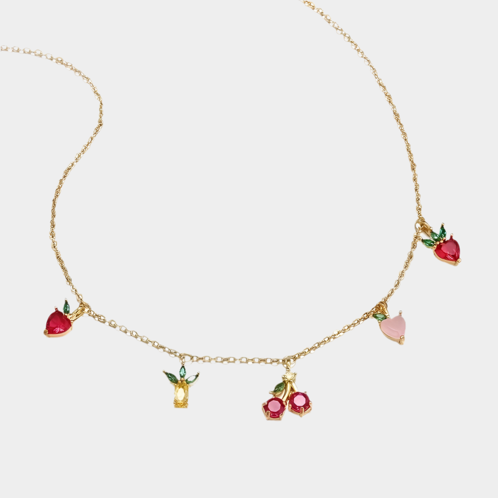 Mixed fruit fashion necklace.