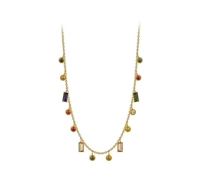 Lazuli multi gem rhinestone necklace.