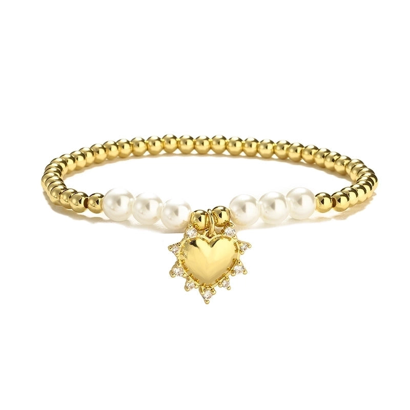 Hestia heart pearl beaded bracelet, 18k gold plated. pre order dispatched 1 week