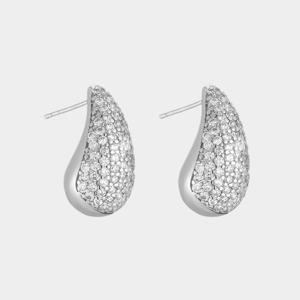 Cytherea silver droplet zircon earrings.