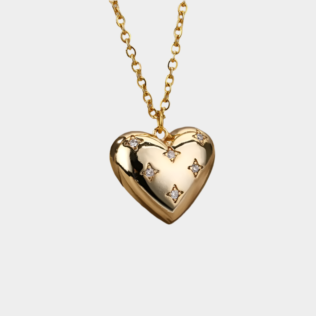 Gold heart 18k gold plated pendant necklace.