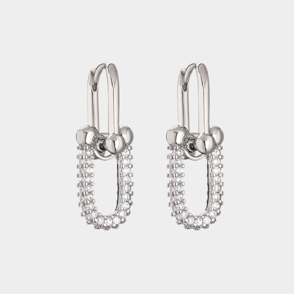 Cybele minimalist horseshoe buckle earrings.