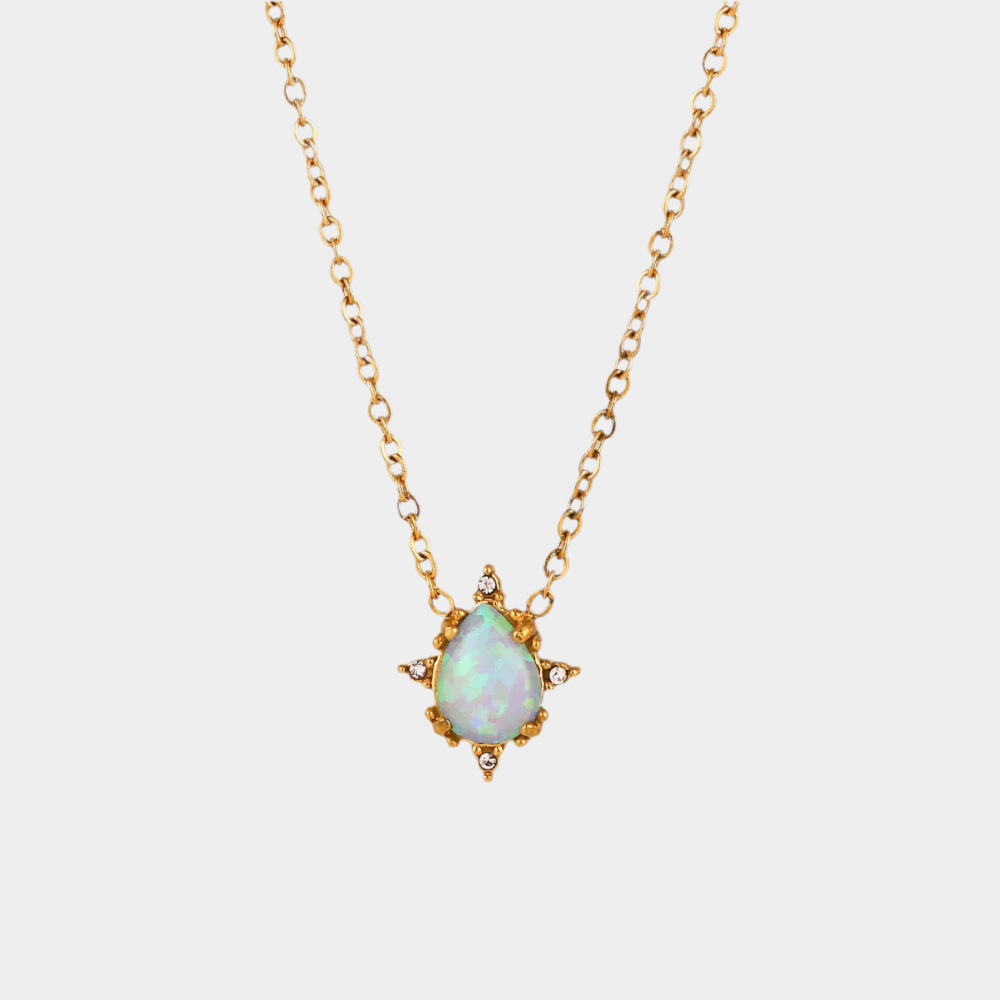 Droplet gemstone 18k gold plated necklace