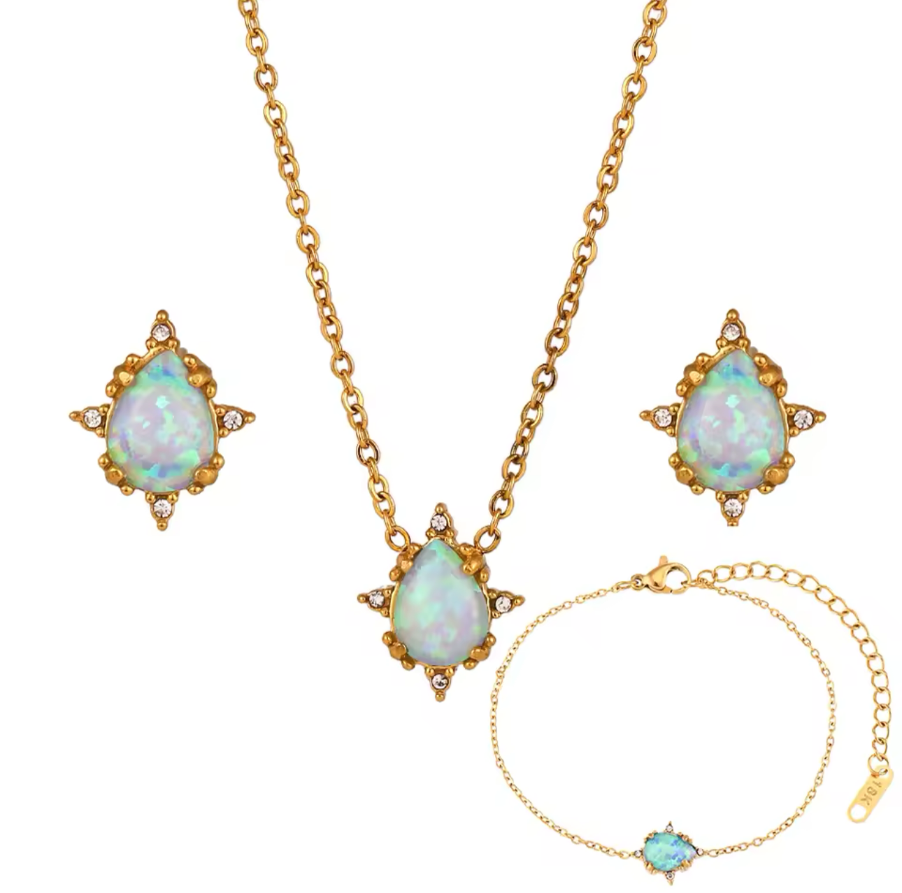 Droplet gemstone 18k gold plated bracelet.