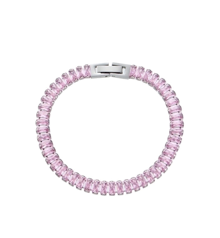 Rhoda pink zircon bracelet, Silver.