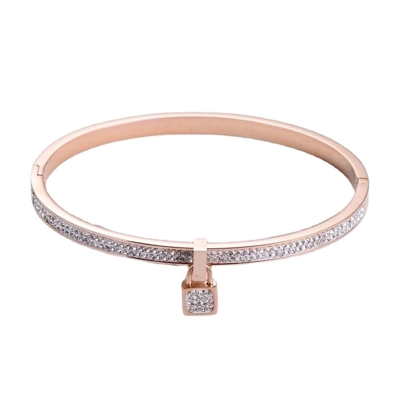 Harmonia Rhinestone Padlock Bracelet, 18k rose gold plated.