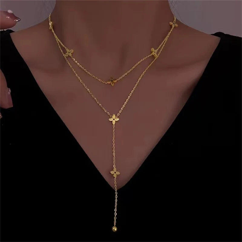 Trifylli 18k gold plated layer necklace.