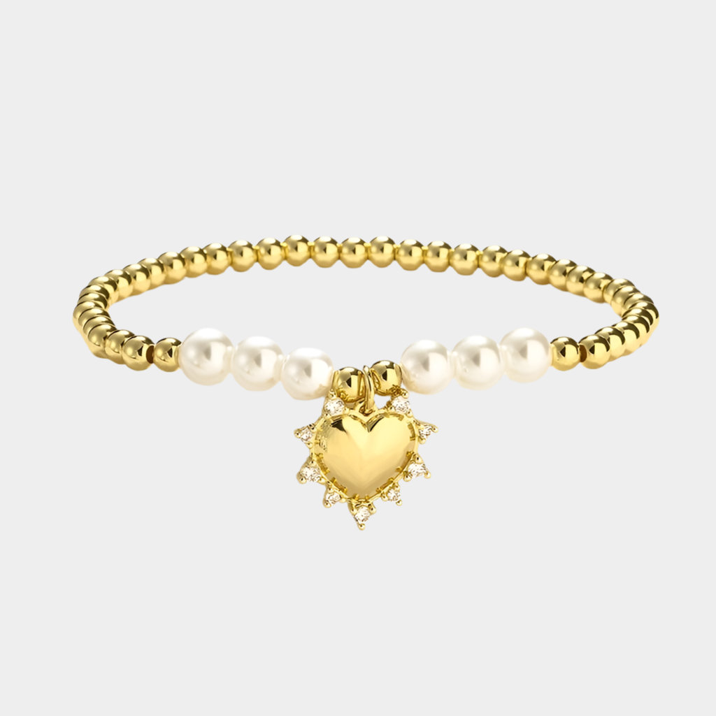 Hestia heart pearl beaded bracelet, 18k gold plated. pre order dispatched 1 week
