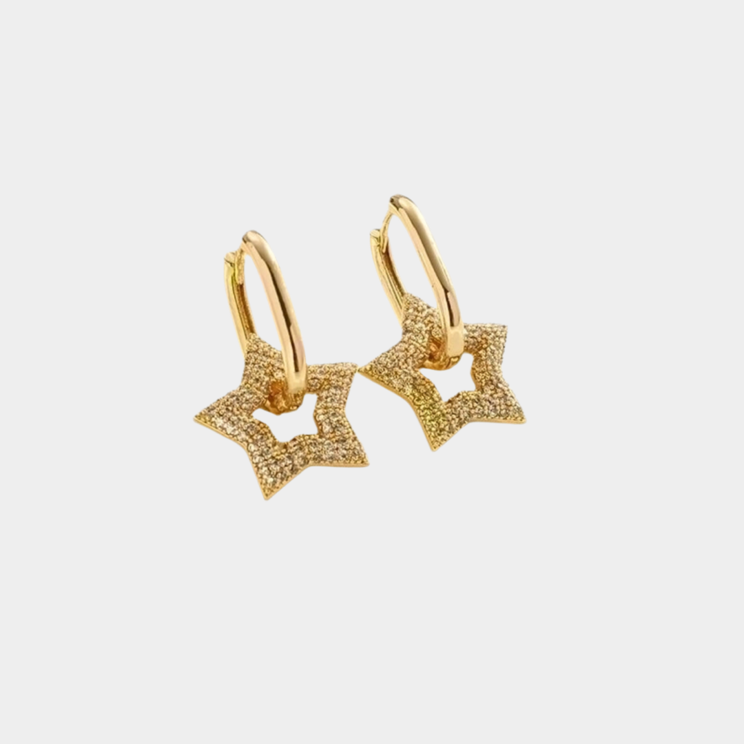 Asteria gold star earrings.