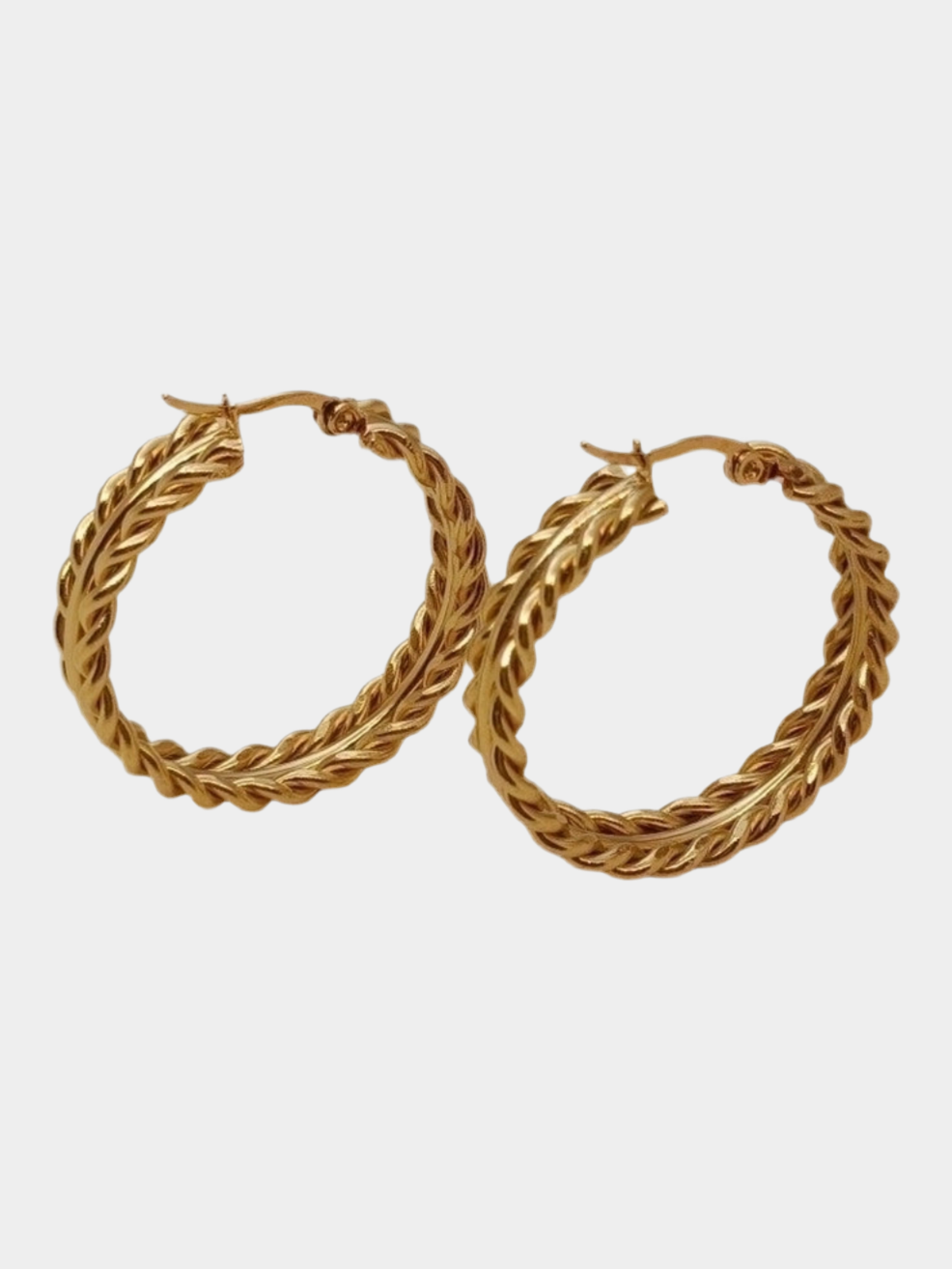 Grecian hoop earrings, 18k gold plated.