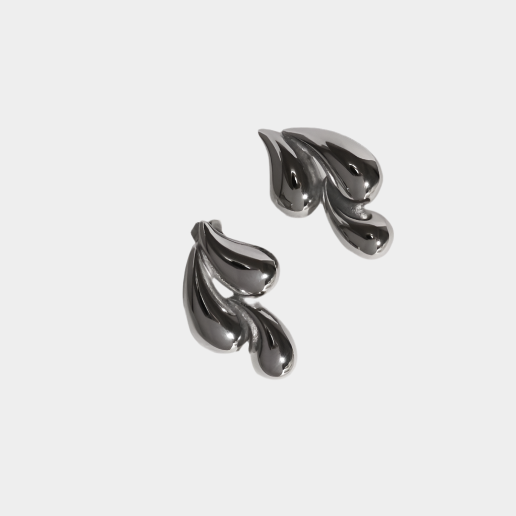 Naiad water droplet earrings, Titanium.