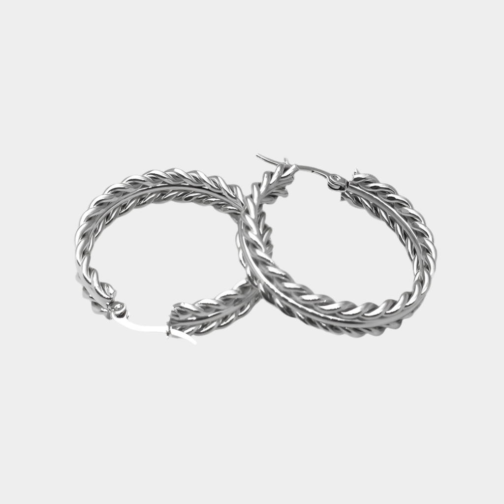 Grecian hoop earrings, Silver.