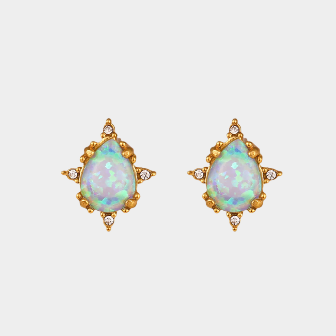 Droplet gemstone 18k gold plated earrings
