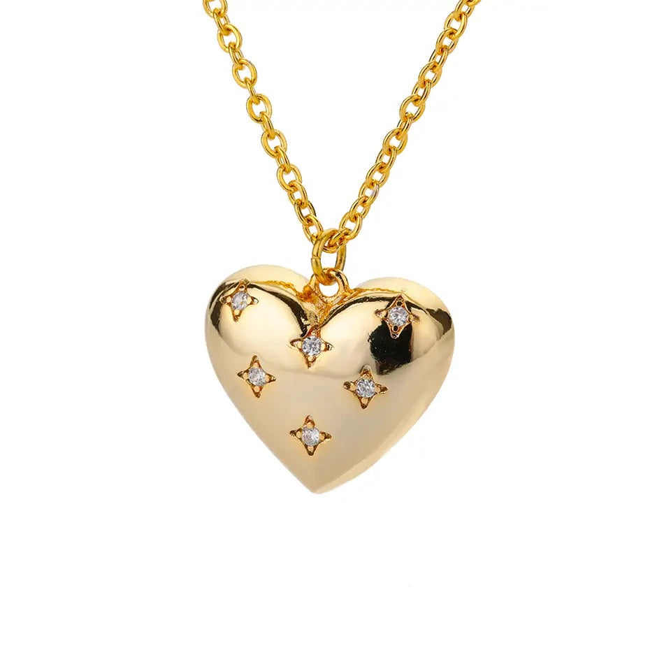 Gold heart 18k gold plated pendant necklace.