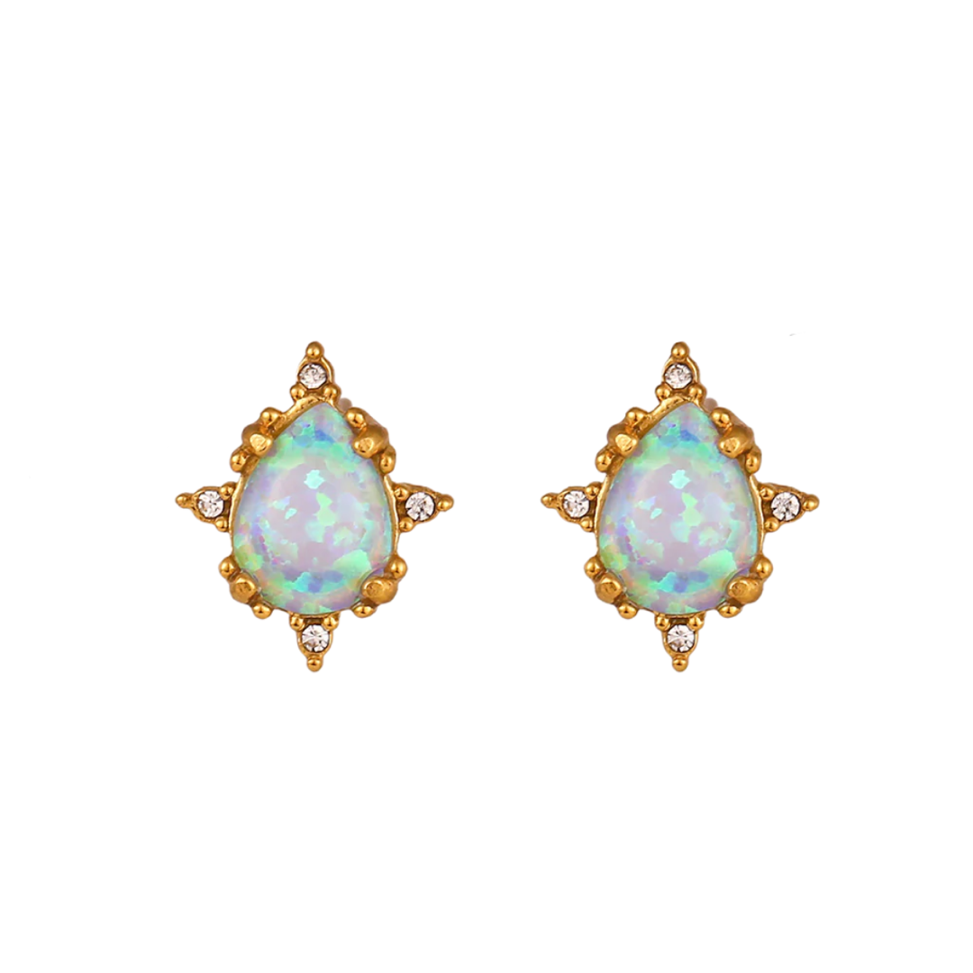 Droplet gemstone 18k gold plated earrings