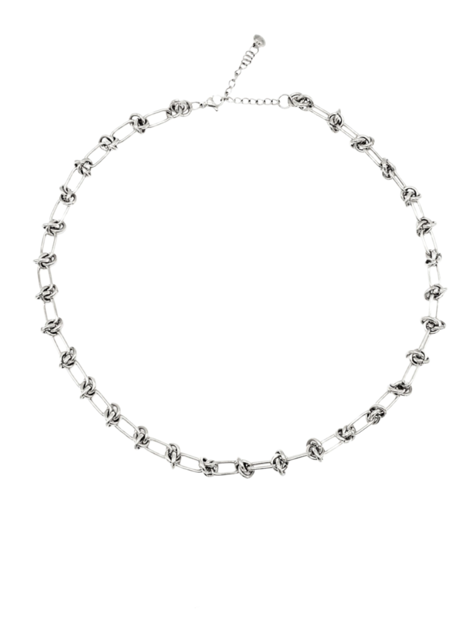 Rhea knot silver link chain necklace.