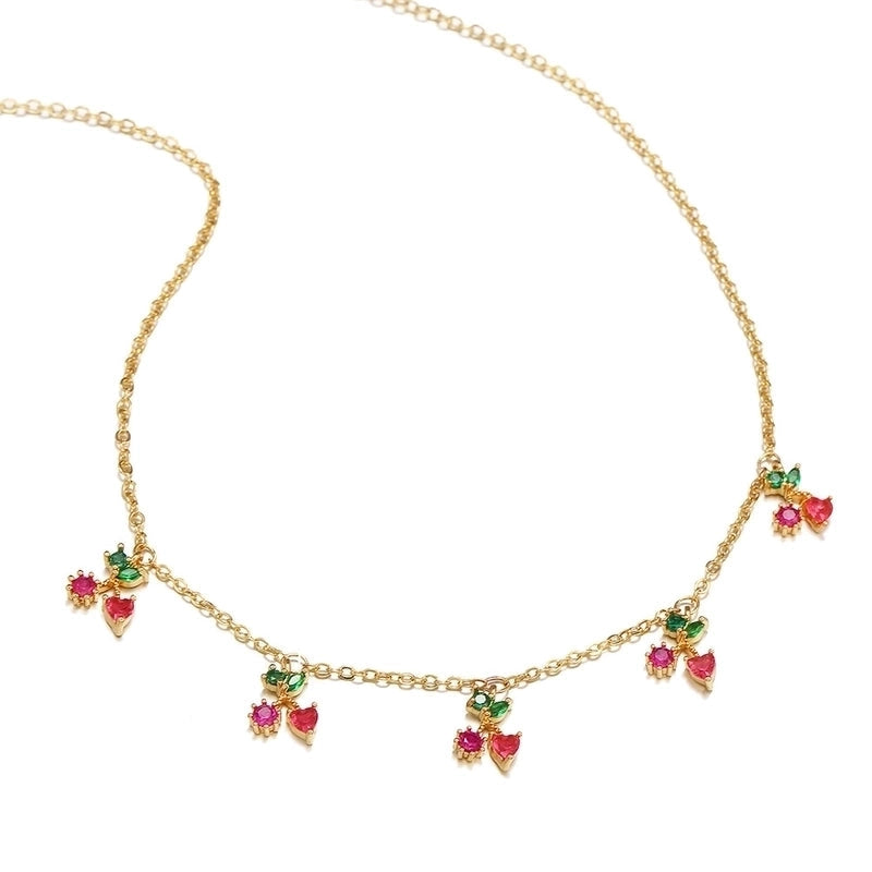 Fruit cherry heart fashion necklace.