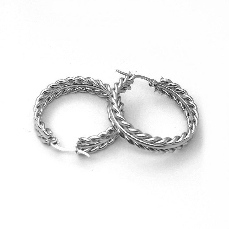 Grecian hoop earrings, Silver.