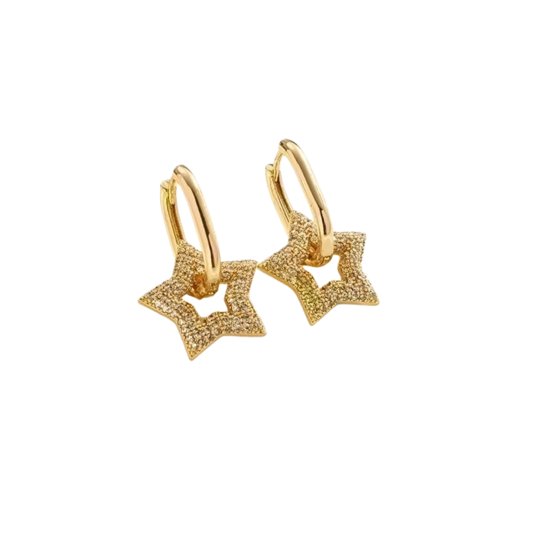 Asteria gold star earrings.