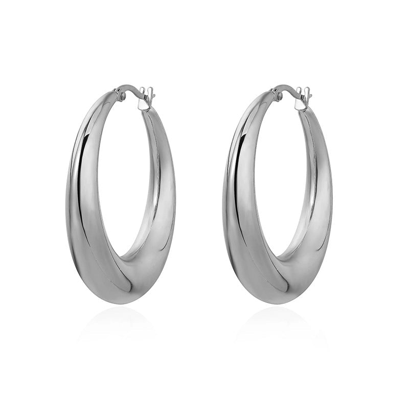 Hebe vintage basic hoop earrings , Silver.