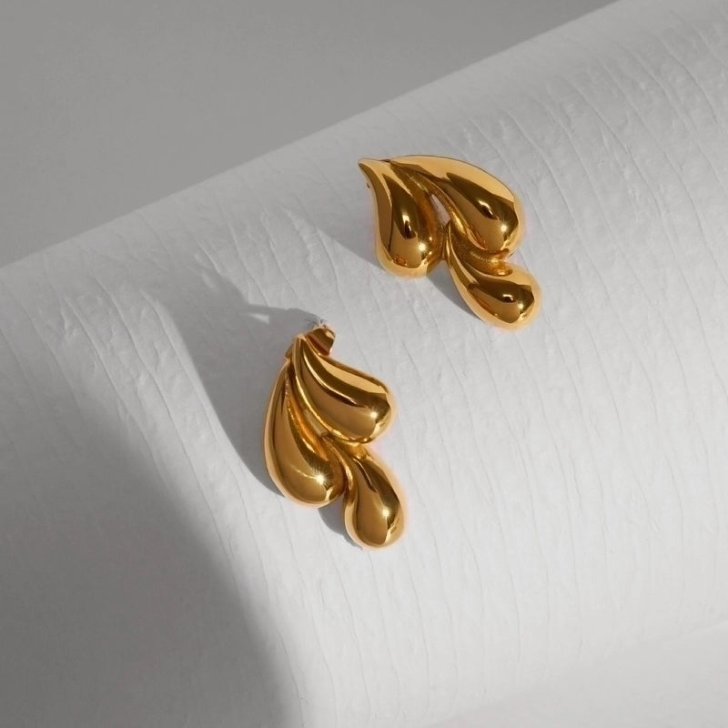 Naiad water droplet earrings, 18k gold plated.