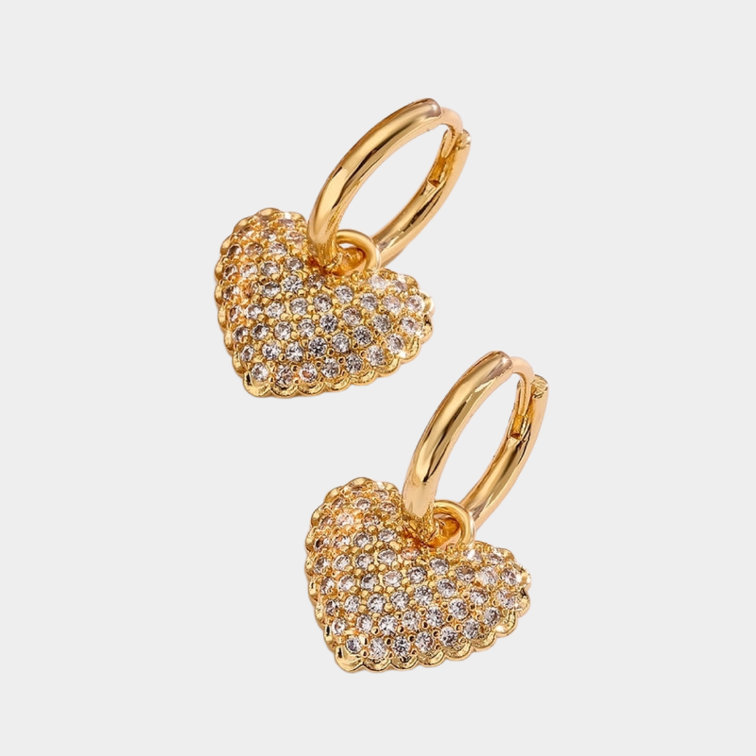 Pragma 18k gold plated zircon heart earrings.