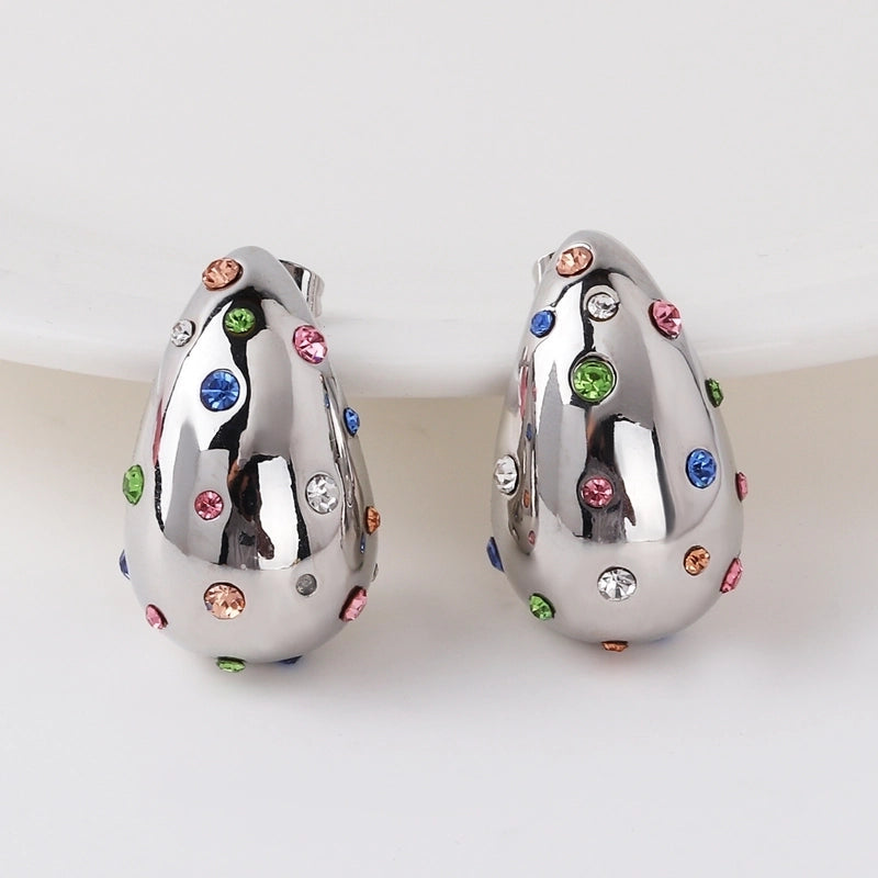 Hyades 18k white gold plated water droplet earrings.