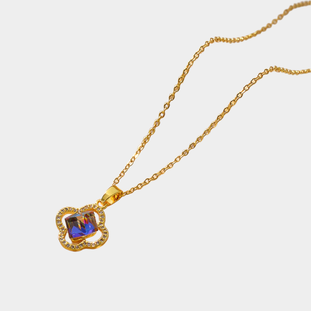 Harmonia 18k gold plated colourful gem stone necklace.
