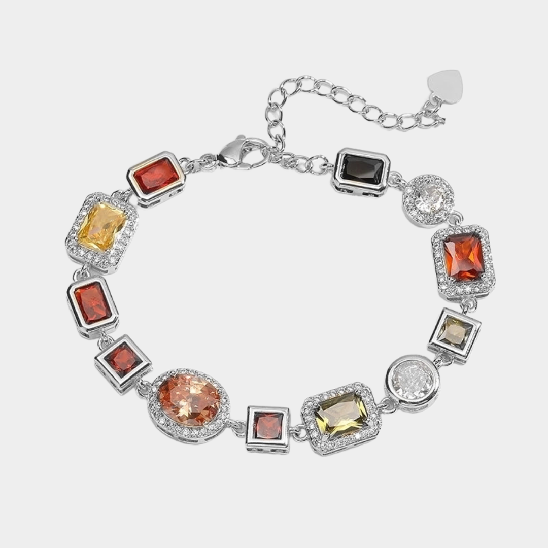 Bia multi-gem rhinestone bracelet,Silver.