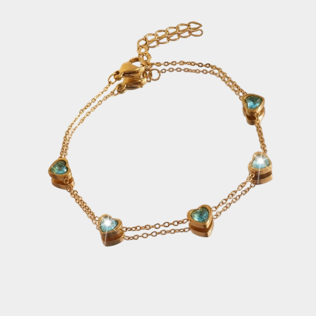 Eucleia blue heart zircon bracelet, 18k gold plated.