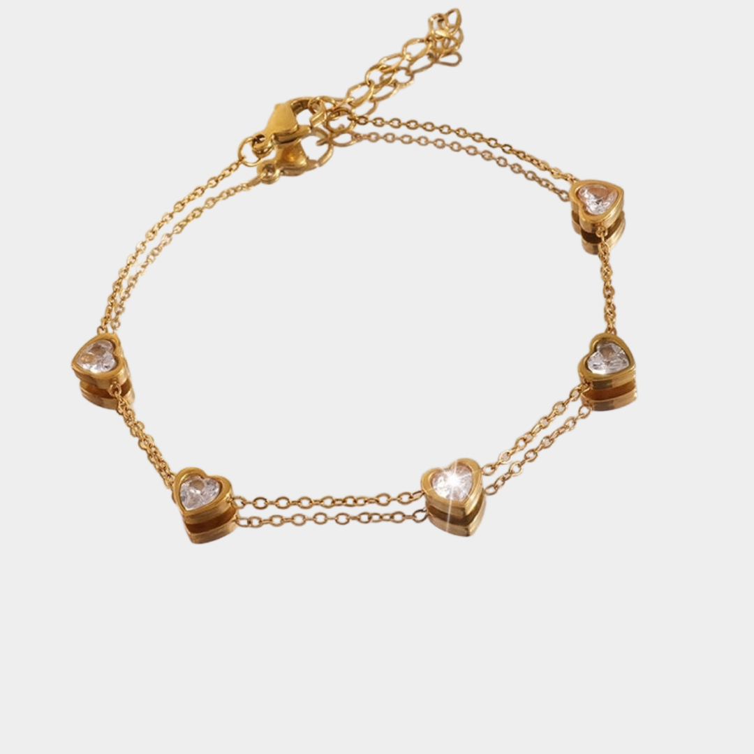 Eucleia heart zircon bracelet, 18k gold plated.
