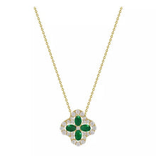 Clover emerald rhinestone necklace