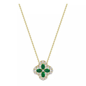 Clover emerald rhinestone necklace