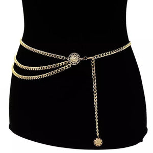 Gold statement waist chain