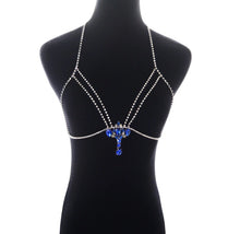 Rhinestone blue jewel body chain