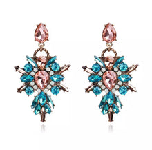 Pink & Blue Rhinestone drop earrings
