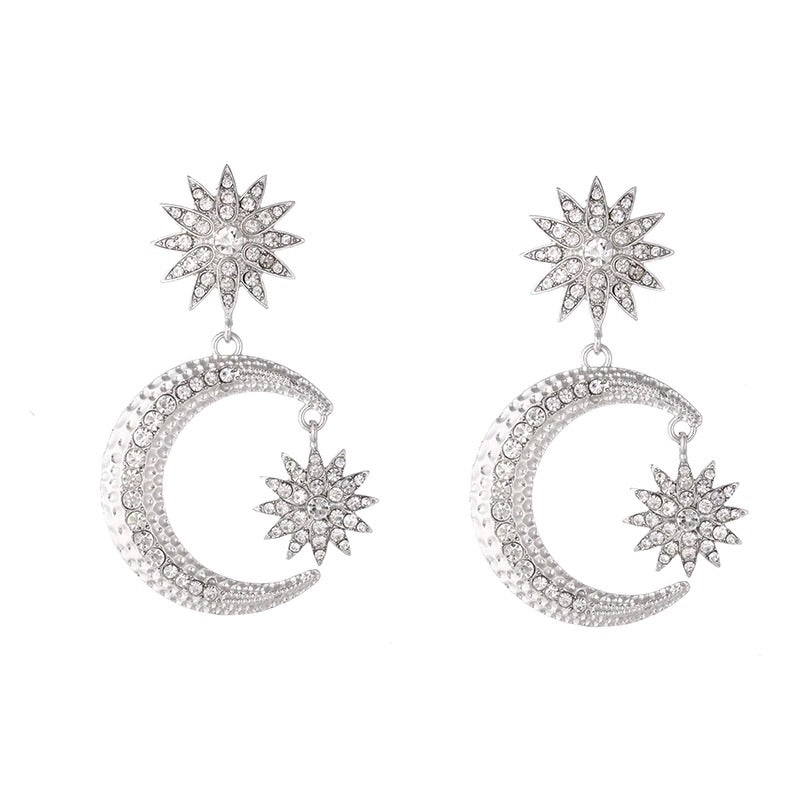 Silver sun & moon earrings