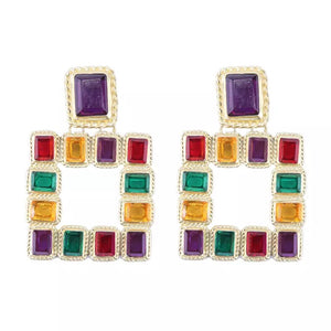 Jewel geometric statement earrings