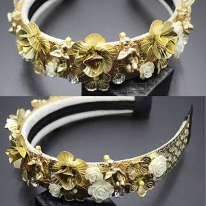 Angelic baroque white & gold statement headband