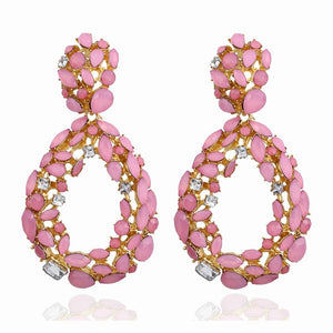 Pink blush matte rhinestone earrings
