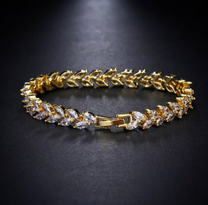 Gold leaf tennis bracelet