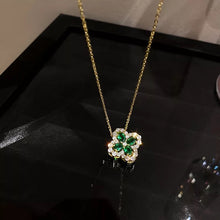 Clover emerald rhinestone necklace - PRE ORDER