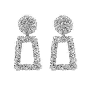 Silver geometric statement earrings