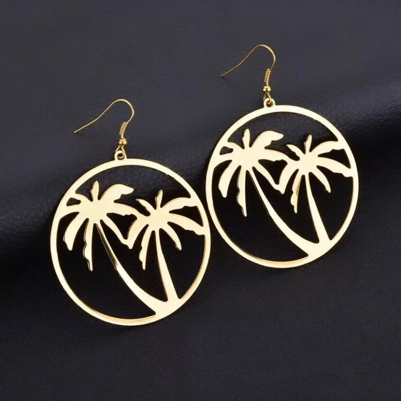Palm tree hoop earrings