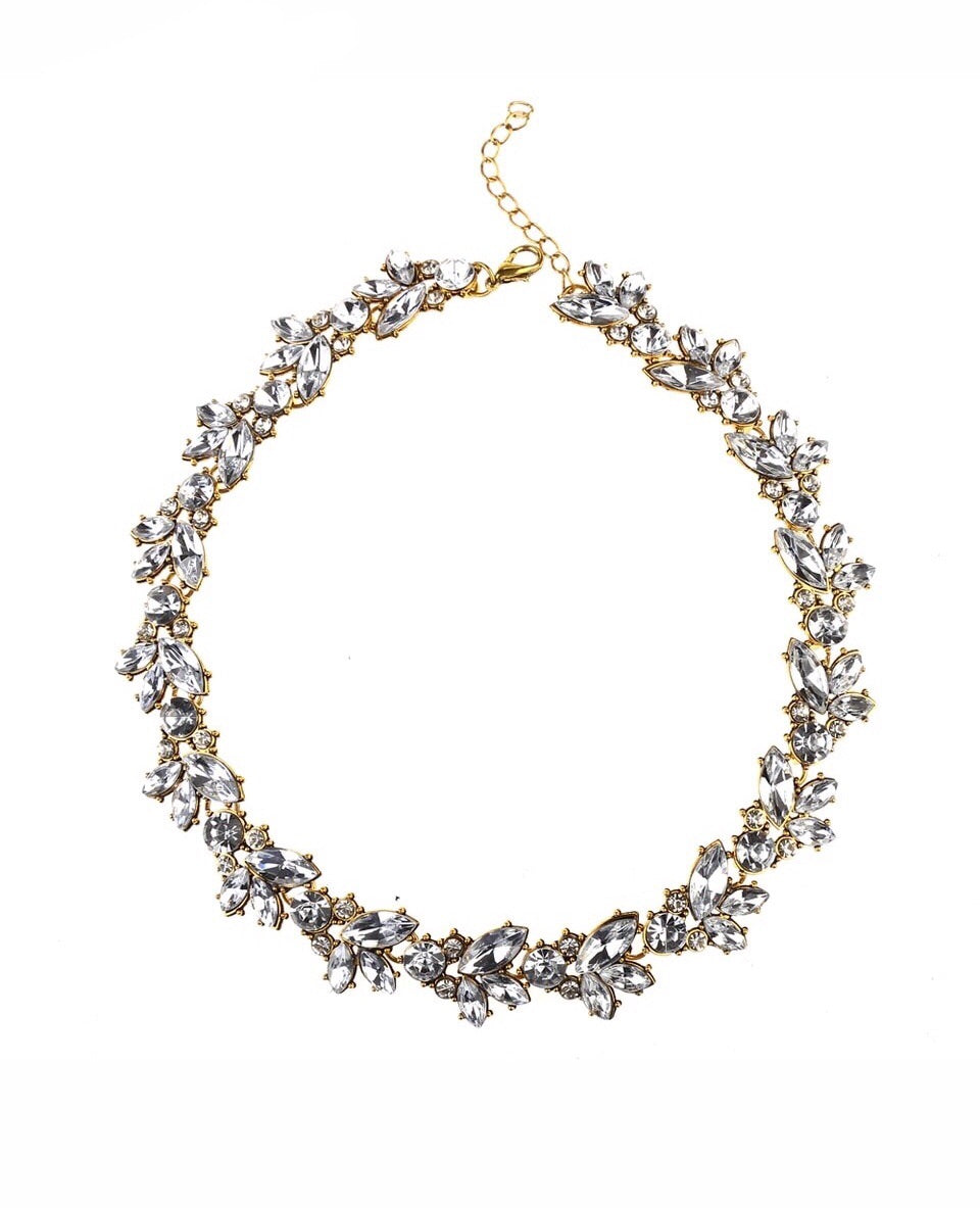 Diamond cluster choker necklace